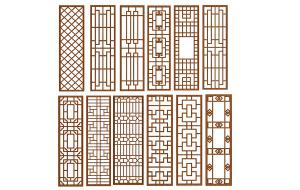 中式元素图案屏风隔断3d模型 中式元素图案屏风隔断