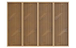 新中式金属竖条装饰屏风隔断