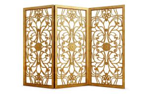 欧式金色铁艺雕花屏风隔断