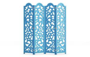 地中海蓝色雕花拱形屏风隔断
