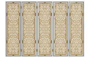 灰色金属框网状屏风隔断