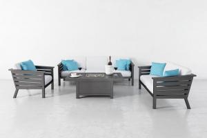 新中式户外实木沙发组合、长方形茶几