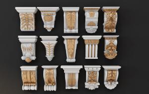 欧式构件之金色雕花柱头组合