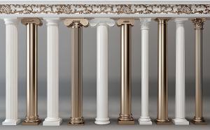 欧式带有竖条纹理、雕花的罗马柱