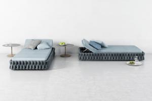 现代户外藤编箱体可调角度休闲床