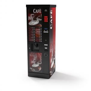 红色投币式全自动咖啡无人售货机