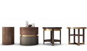 新中式圆形实木边几、圆几3d模型 新中式圆形实木边几、圆几