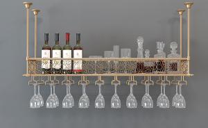 欧式金色花边栏杆吊架酒架、高脚杯3d模型 欧式金色花边栏杆吊架酒架、高脚杯