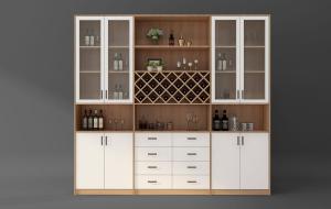 现代实木撞色酒柜、菱形酒格3d模型 现代实木撞色酒柜、菱形酒格