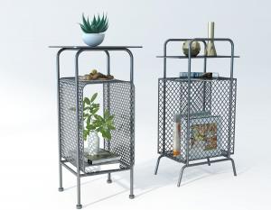 工业风金属网状可收纳边几、角几组合