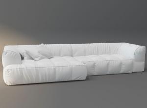 现代白色转角布艺多人沙发3d模型 现代白色转角布艺多人沙发