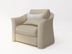 现代皮革单人沙发和靠垫组合