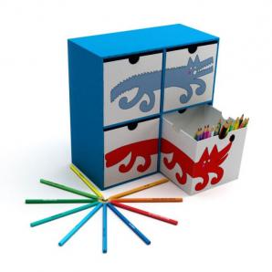 带卡通动物图案的儿童收纳柜