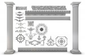 欧式白色大理石罗马柱子、雕花欧式构件