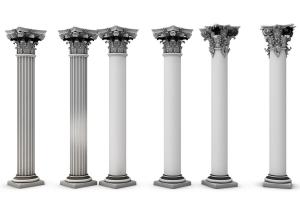 带花枝旋涡柱头的欧式罗马柱