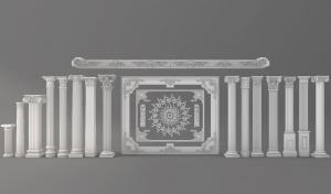 欧式陶力克、科林斯和爱奥尼克罗马柱、欧式构件