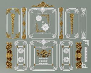 法式墙面、吊顶雕花石膏线