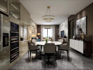 简洁平吊的现代餐厅