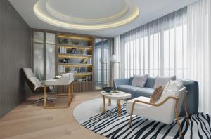 两层圆形灯带吊灯现代书房