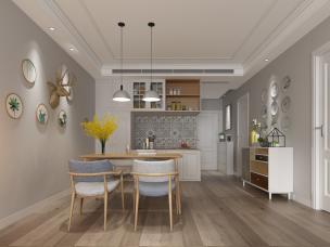 空调侧排风口吊顶北欧餐厅