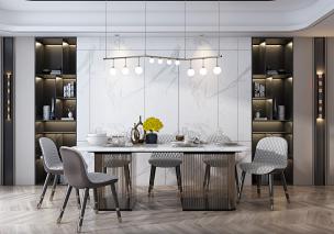 圆角吊顶新中式餐厅