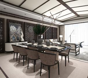 坡形顶的新中式餐厅