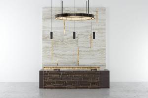 新中式带回字花纹装饰的前台接待台