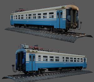 蓝色的客运火车厢3d模型 蓝色的客运火车厢