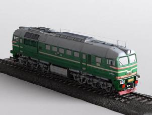 绿皮火车头、轨道3d模型 绿皮火车头、轨道