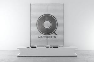 现代白色收腰造型前台接待台