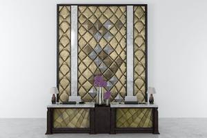 欧式大理石台面拼接实木支架前台服务台