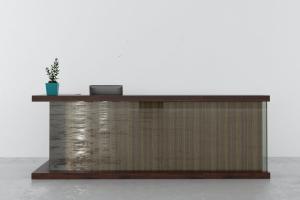 圆角带玻璃双层结构前台接待台