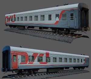 载人火车车厢、铁轨组合3d模型 载人火车车厢、铁轨组合
