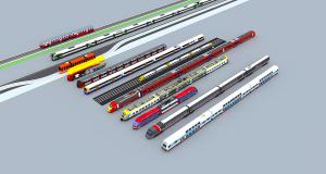 火车头、地铁、轻轨和轨道列车组合