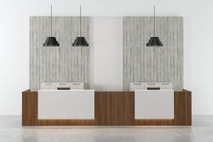 新中式U字形实木前台接待台