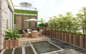 有地台的敞开式楼顶阳台