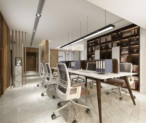 多木纹装饰的新中式办公区