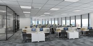 灰色地毯的现代办公区