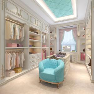 装饰U形收纳柜的欧式衣帽间