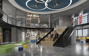 楼梯也为休闲座櫈的办公休闲区