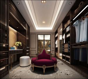 重色木纹欧式衣帽间