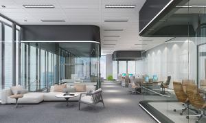 玻璃分割独立空间的现代办公区