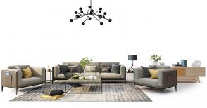 现代沙发、茶几和电视柜组合