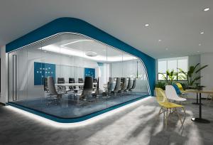 单独隔开的现代会议室