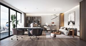 带有露台的现代总经理办公室