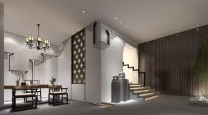 墙面装饰中式建筑立体图案的茶馆茶室