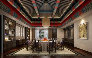 雕梁画栋装饰的中式包厢包间