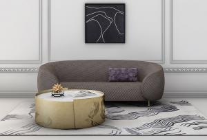 现代布艺沙发、茶几和装饰画组合