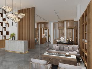 以温润的实木装饰的新中式茶馆茶室