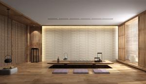 带有实木推拉门的日式茶馆茶室